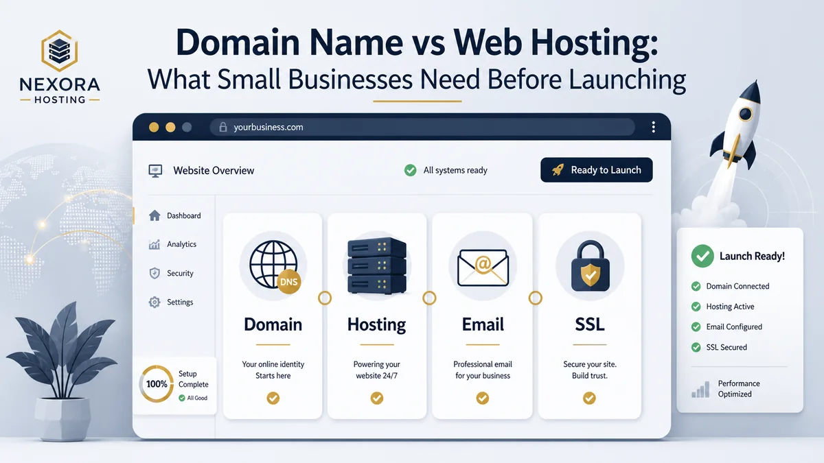 Domain Name vs Web Hosting: What Small Businesses Need Before Launching